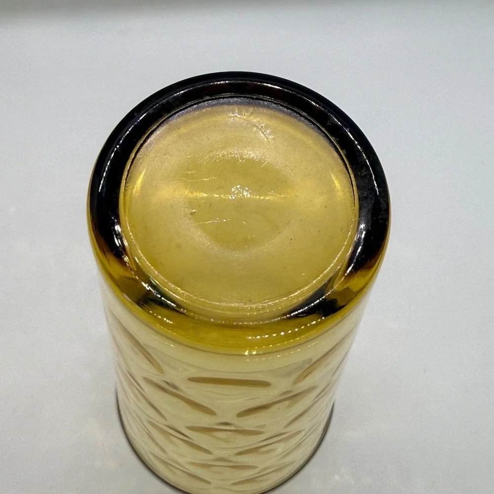 VTG Amber Eldorado Gold Hazel-Atlas Rain Drops Thumbprint‎ Glasses Set of 3 MCM